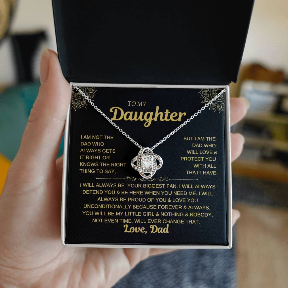 To My Daughter-I WILL ALWAYS BE YOR BIGGEST FAN- LOVE KNOT NECKLACE