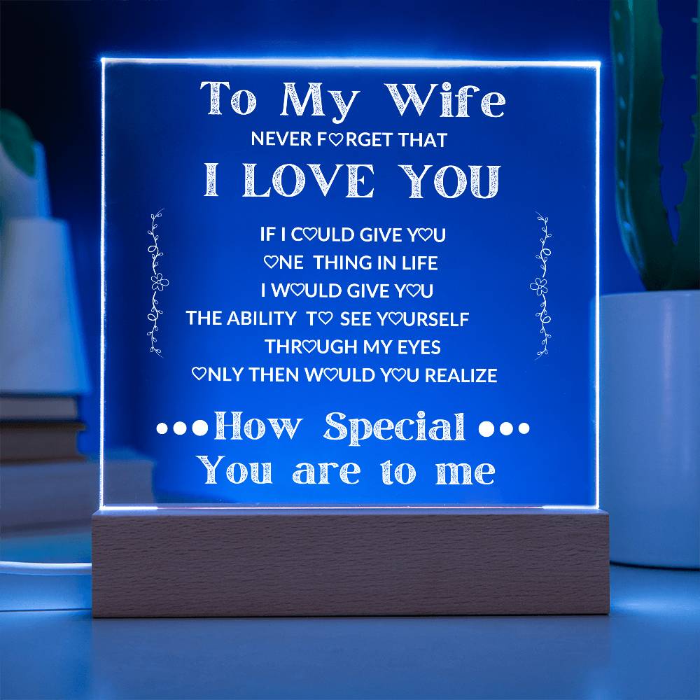 To My Wife Square LED Acrylic Plaque