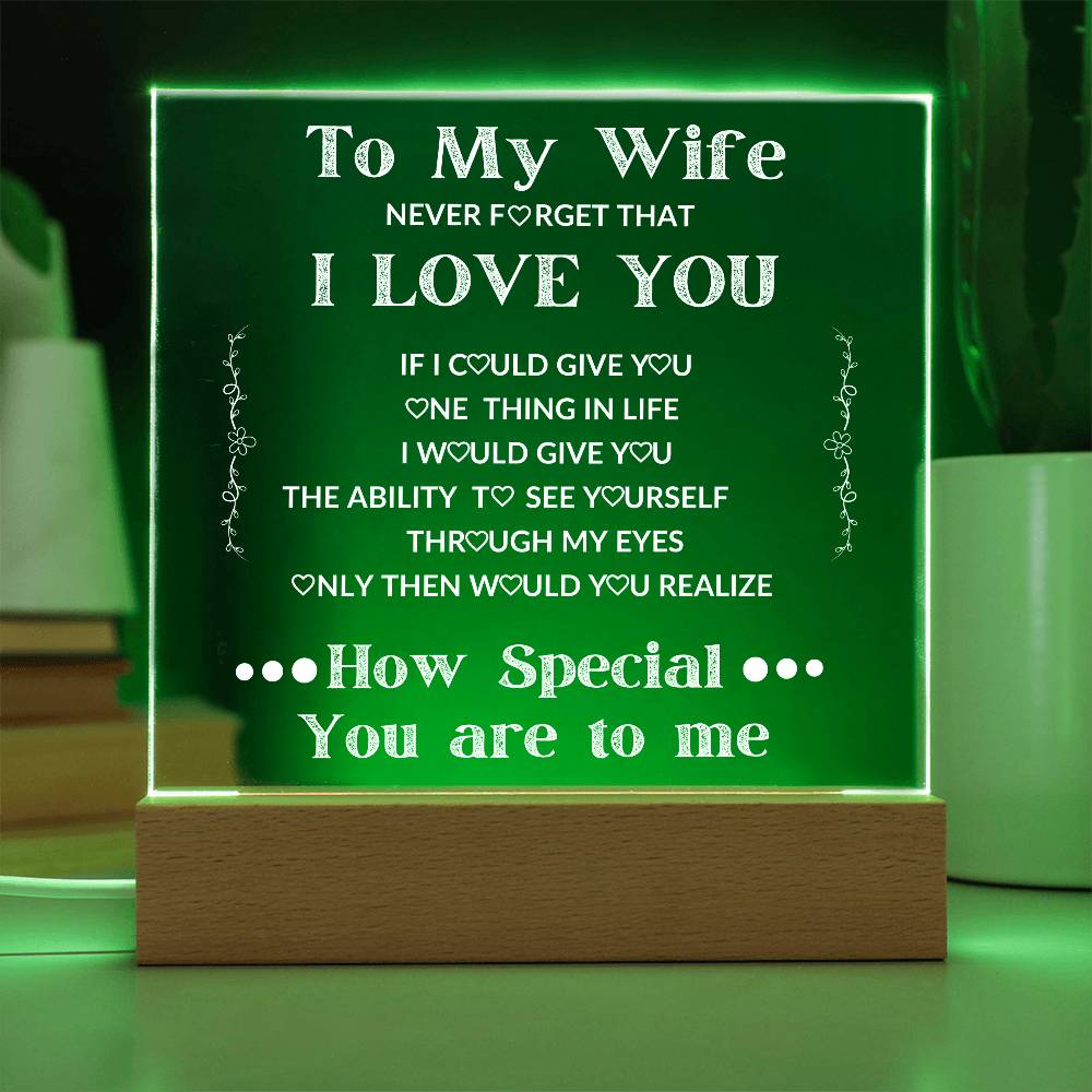 To My Wife Square LED Acrylic Plaque