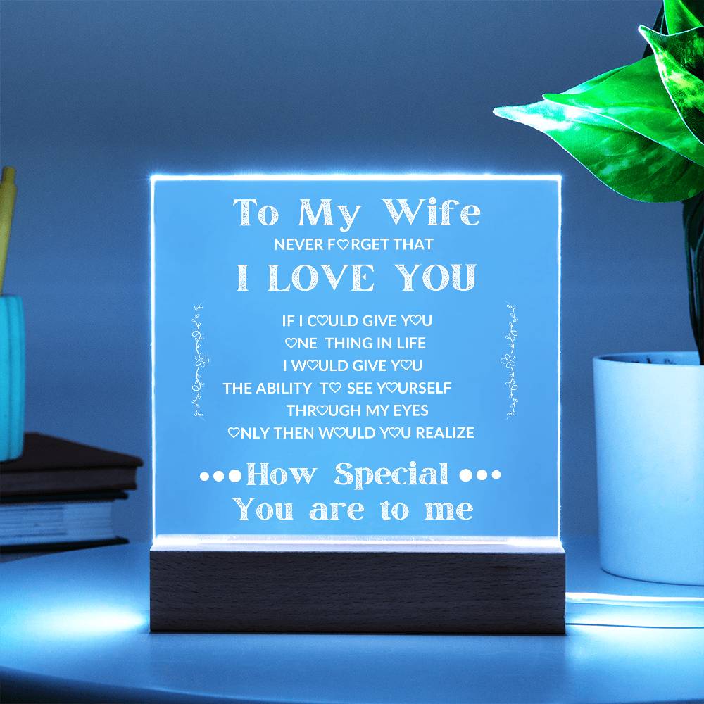 To My Wife Square LED Acrylic Plaque