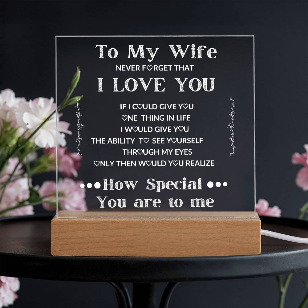 To My Wife Square LED Acrylic Plaque