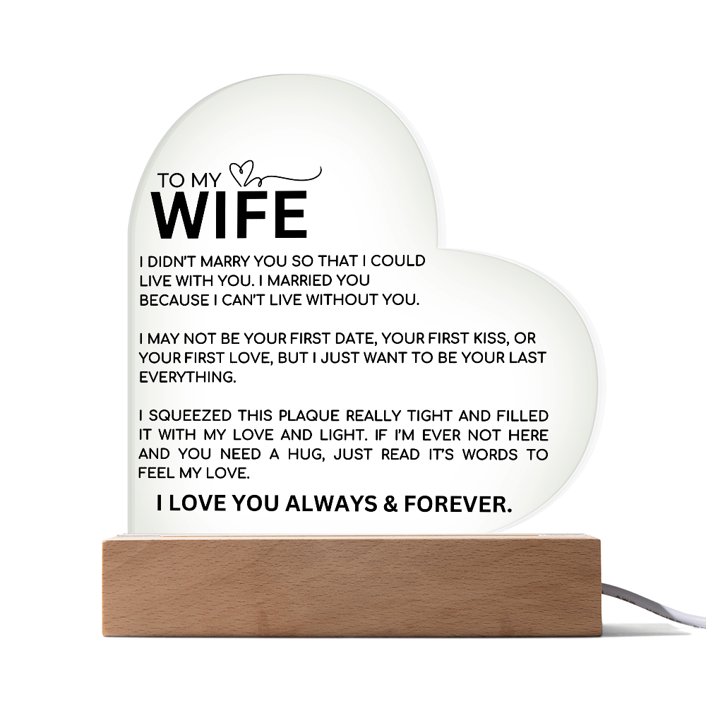 To My Wife Heart Plaque