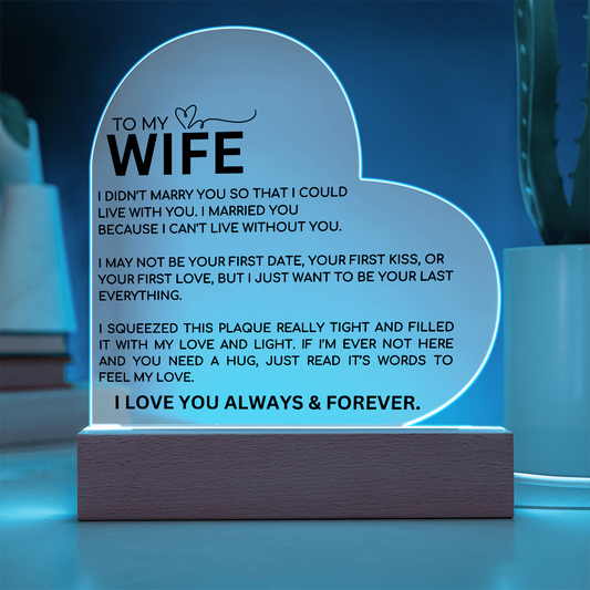 To My Wife Heart Plaque