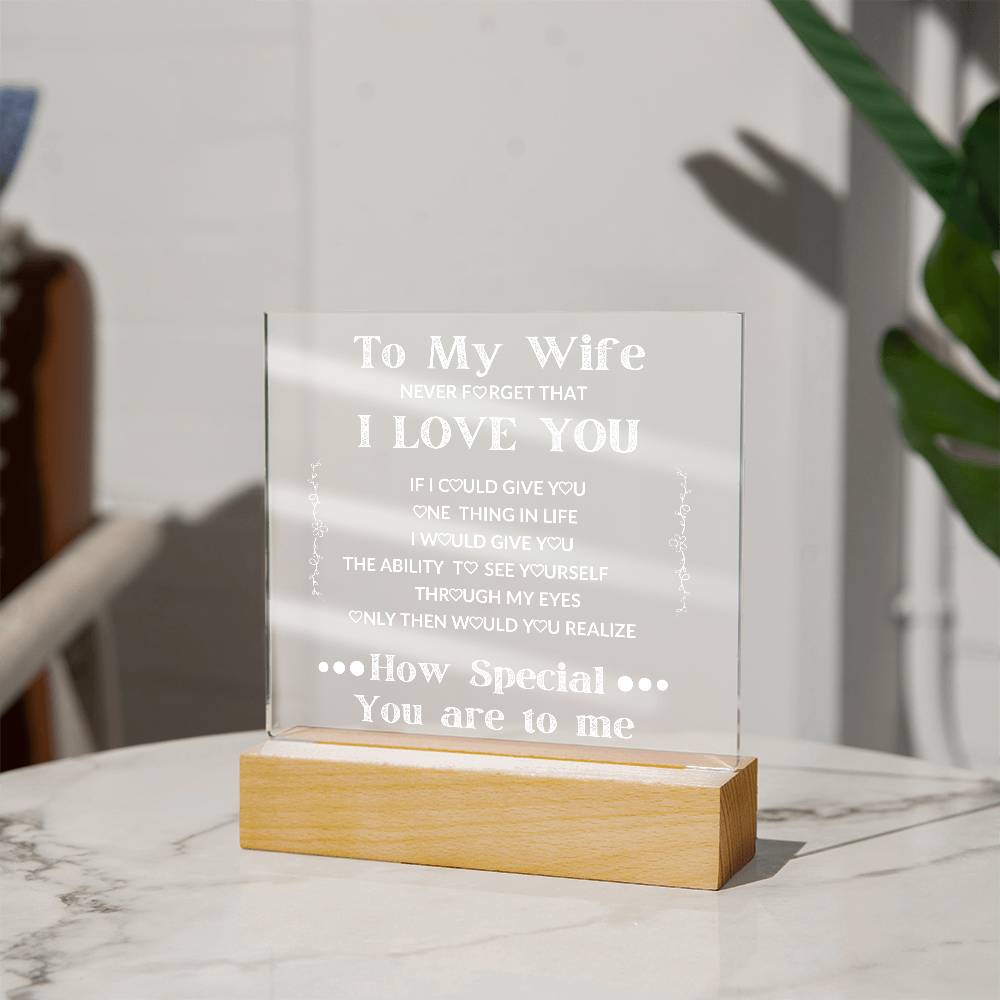 To My Wife Square LED Acrylic Plaque