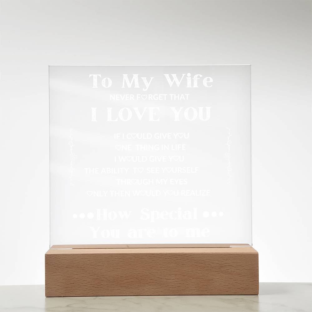 To My Wife Square LED Acrylic Plaque