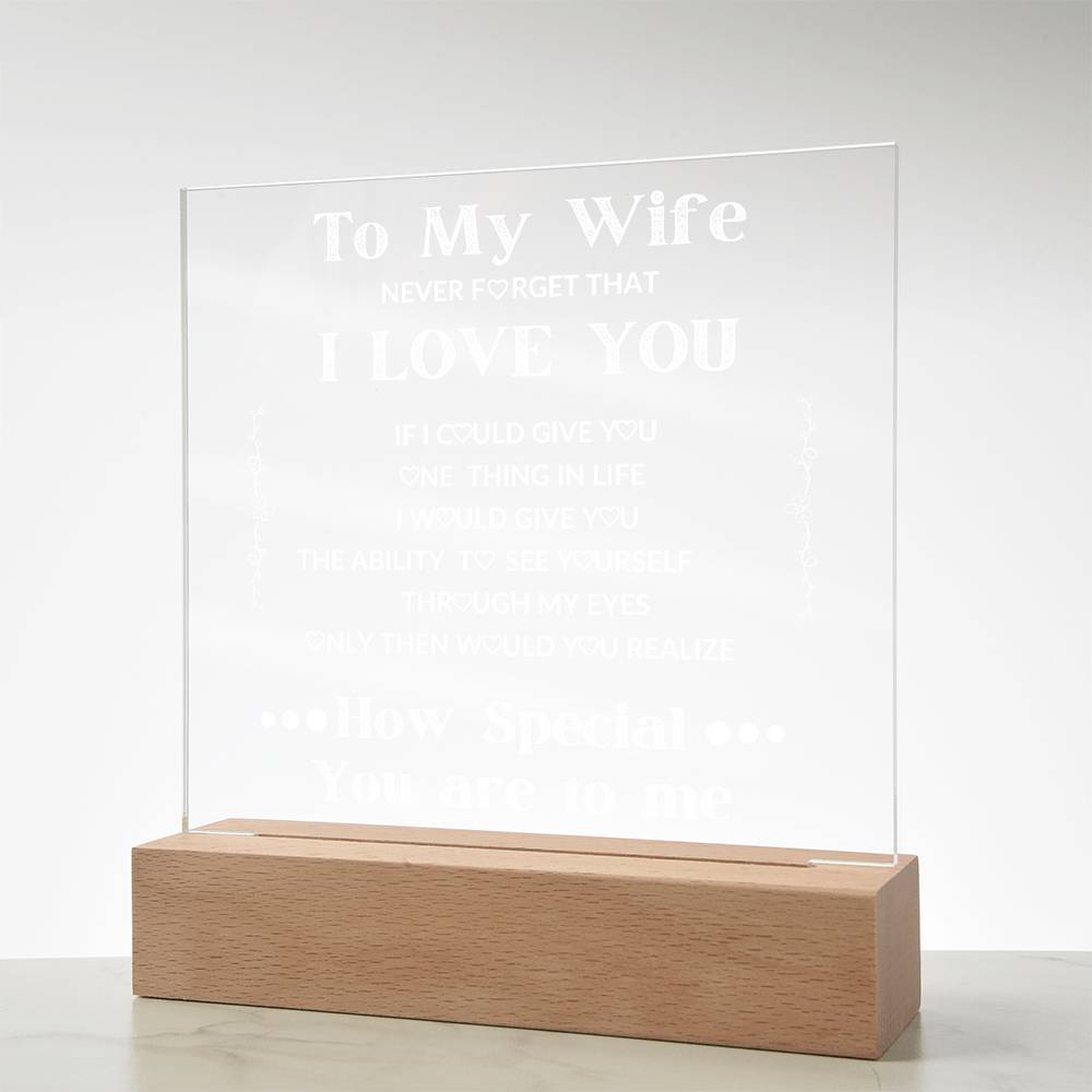 To My Wife Square LED Acrylic Plaque
