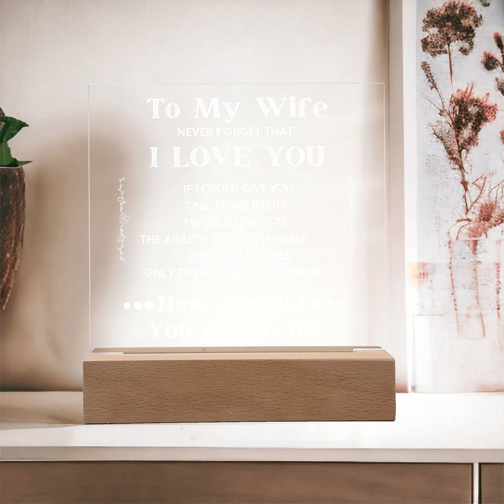 To My Wife Square LED Acrylic Plaque