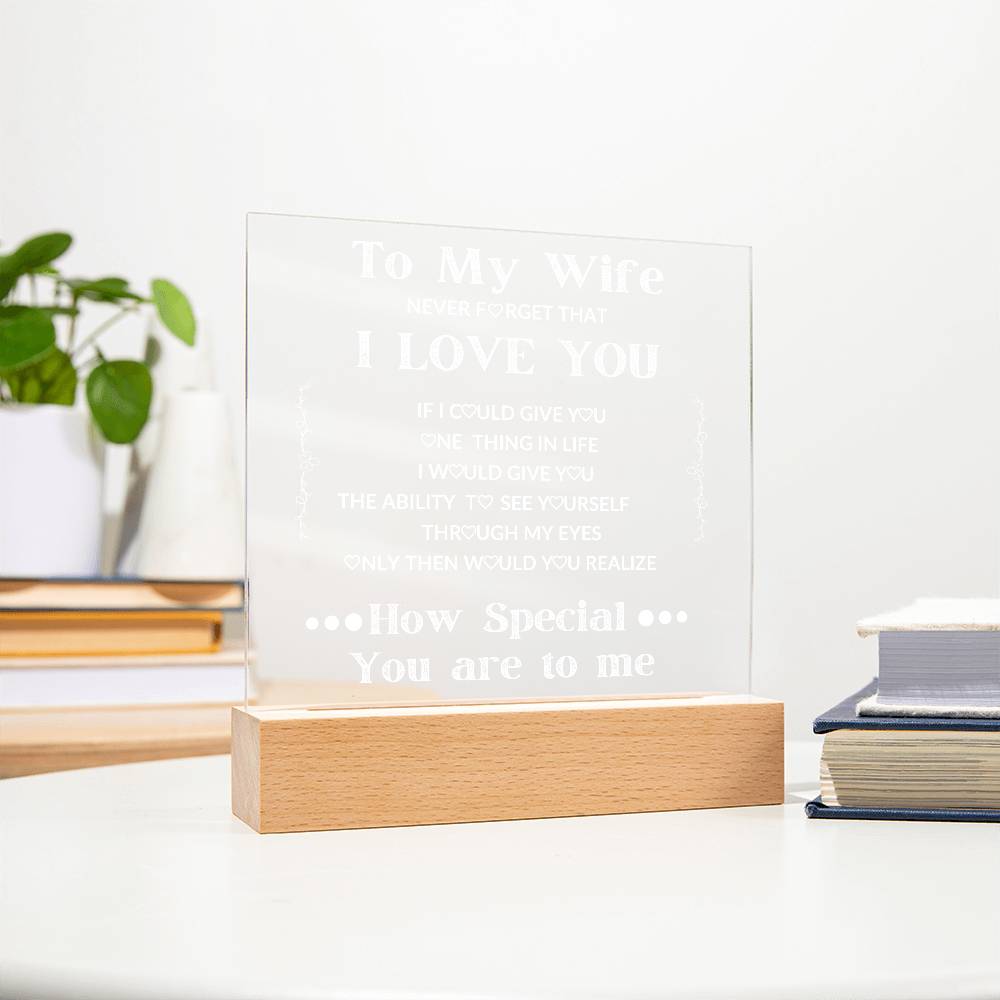 To My Wife Square LED Acrylic Plaque