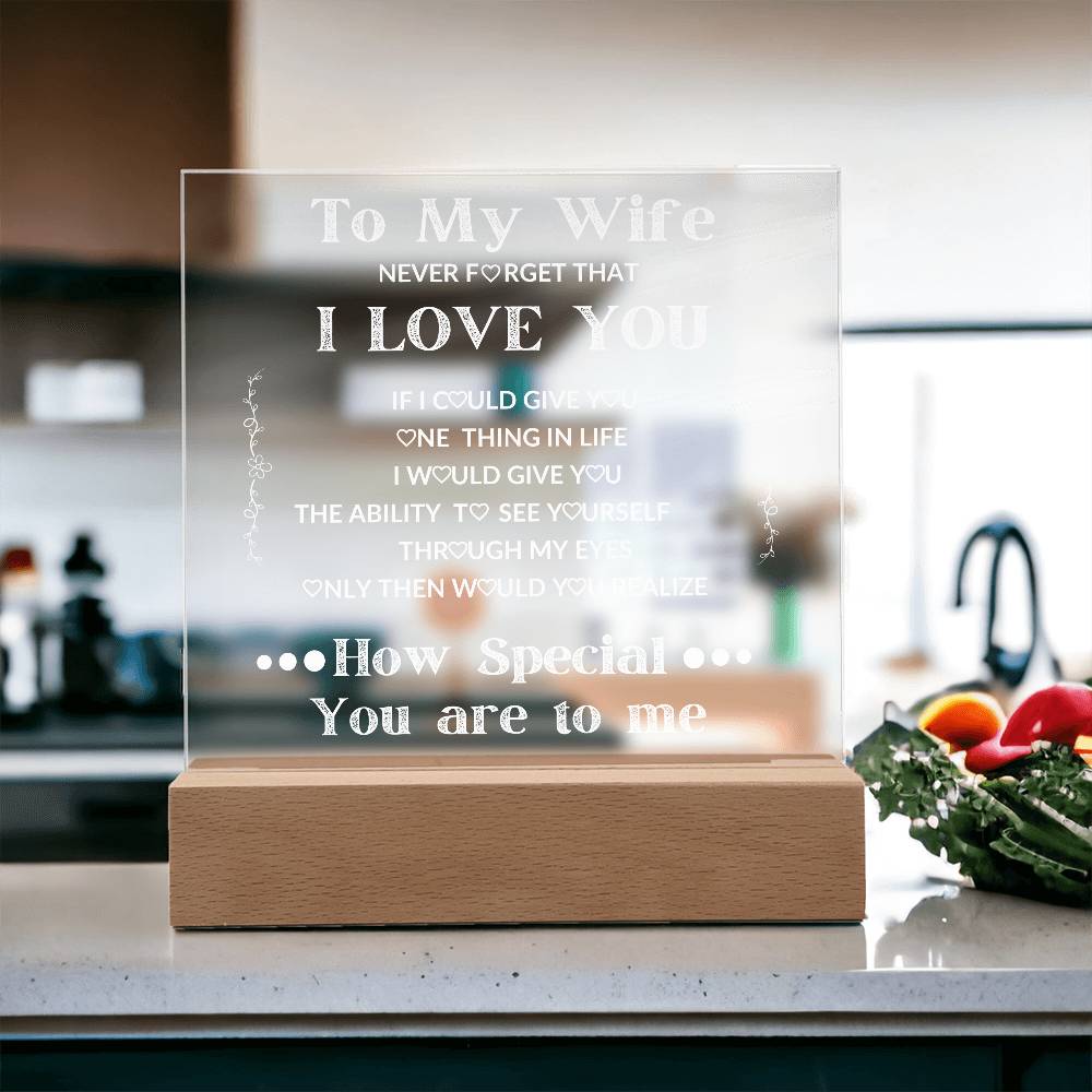 To My Wife Square LED Acrylic Plaque
