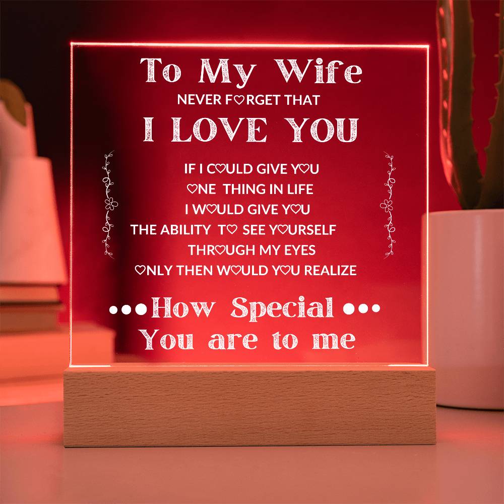 To My Wife Square LED Acrylic Plaque