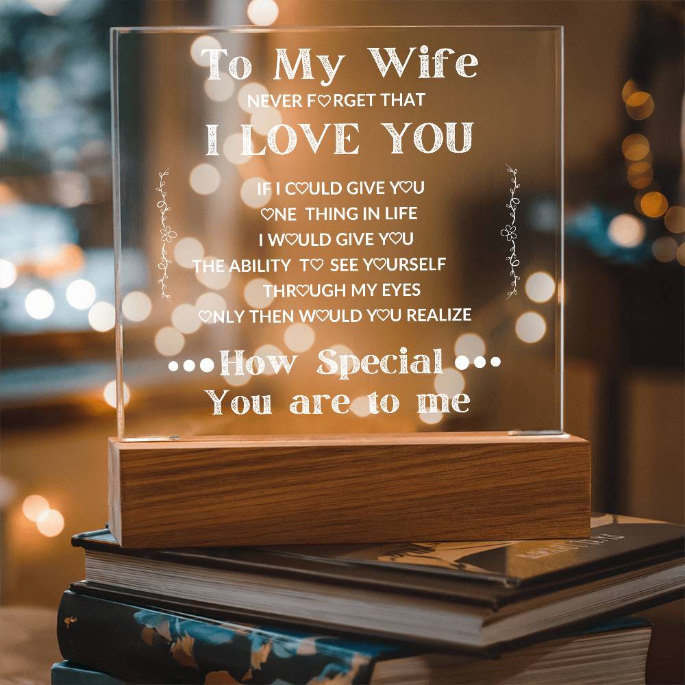 To My Wife Square LED Acrylic Plaque