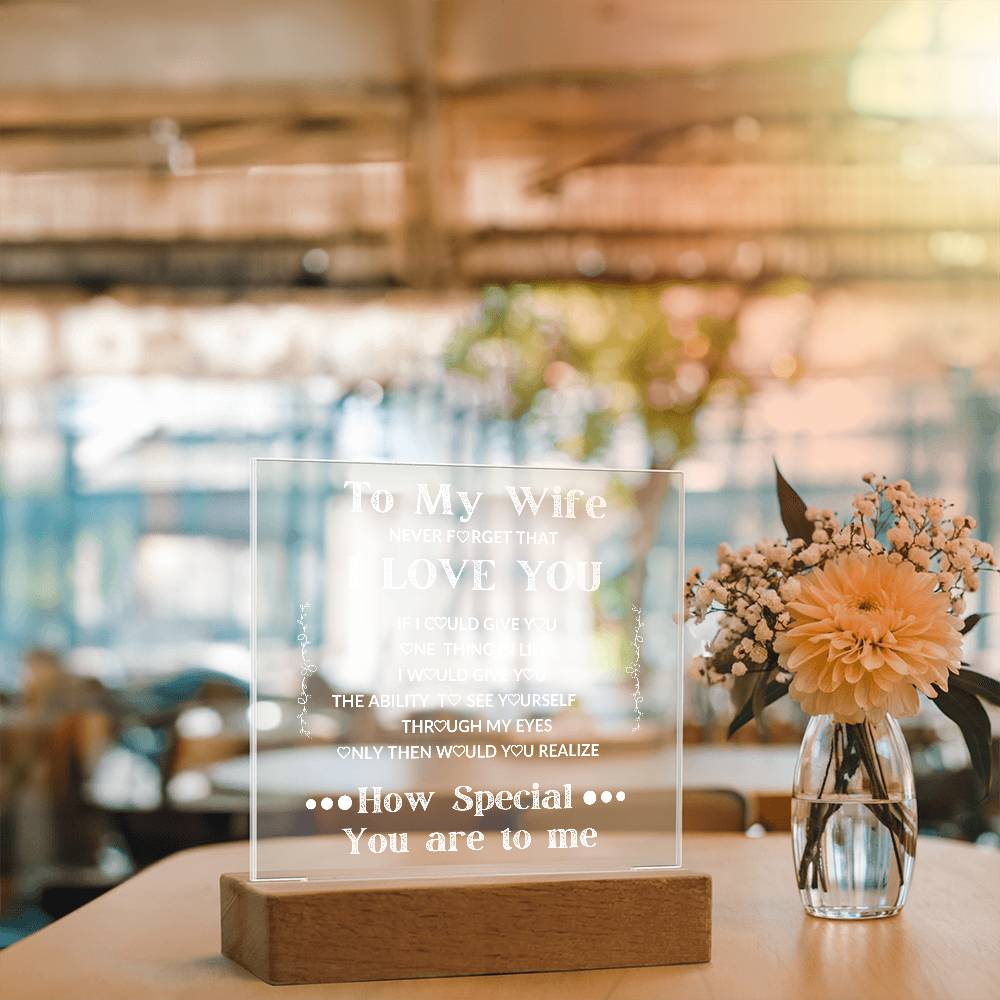 To My Wife Square LED Acrylic Plaque