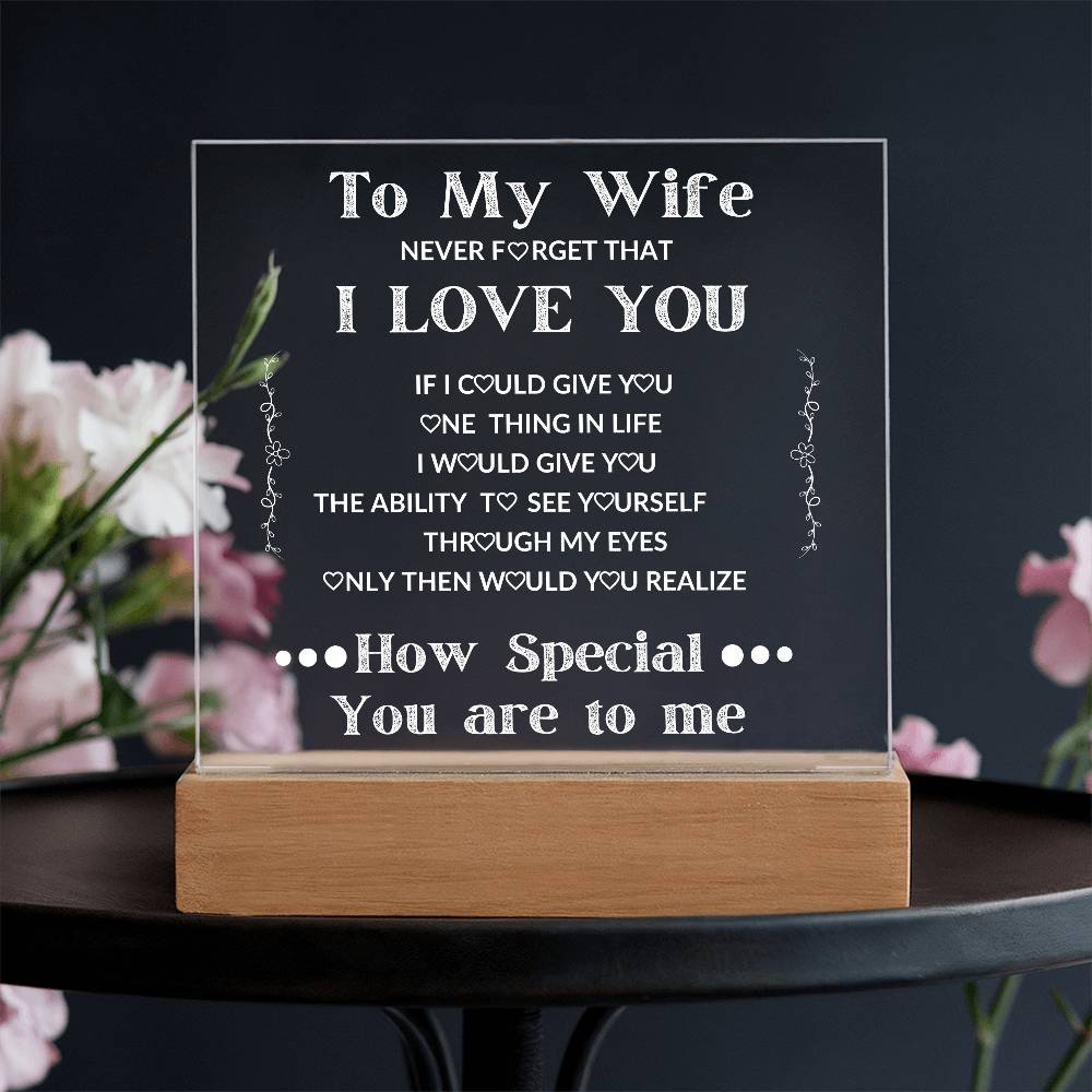 To My Wife Square LED Acrylic Plaque