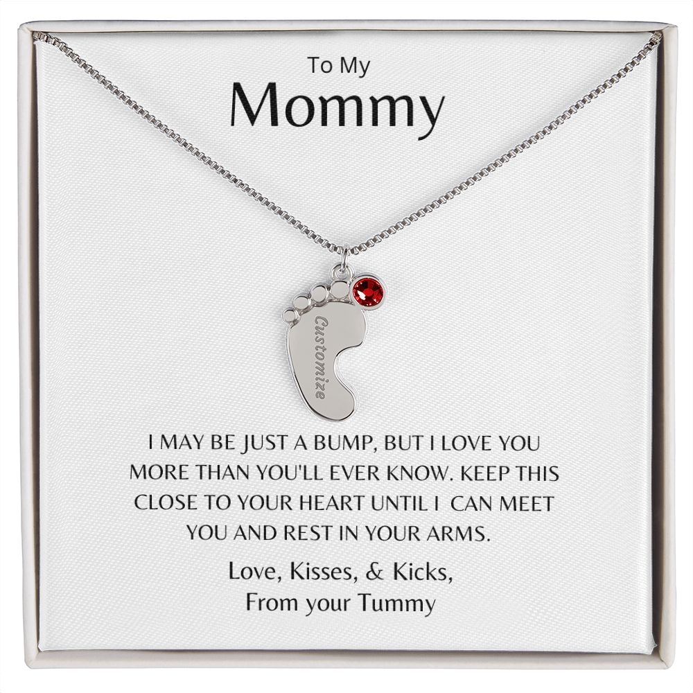 To my Mommy Baby Feet Personalized Necklace
