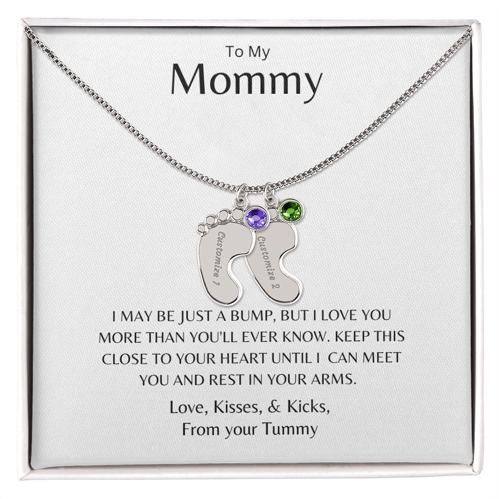 To my Mommy Baby Feet Personalized Necklace
