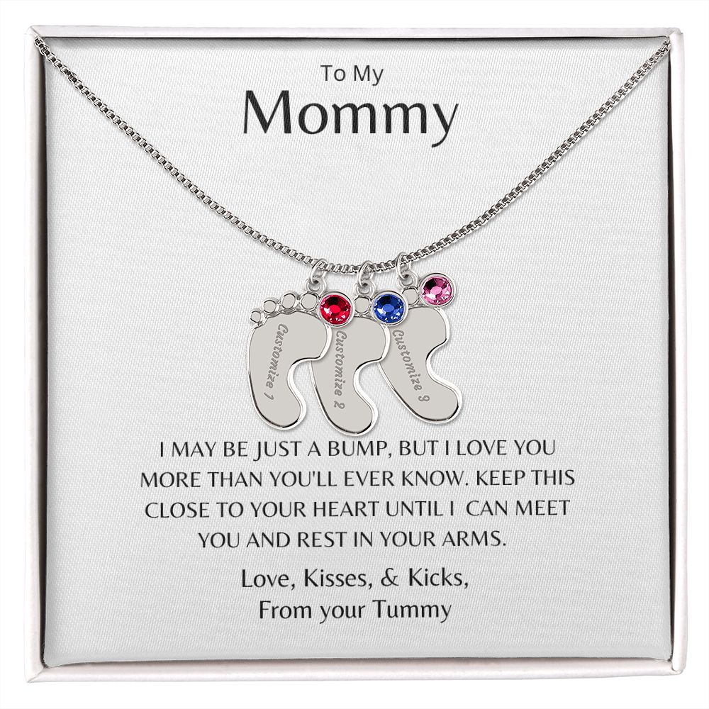 To my Mommy Baby Feet Personalized Necklace