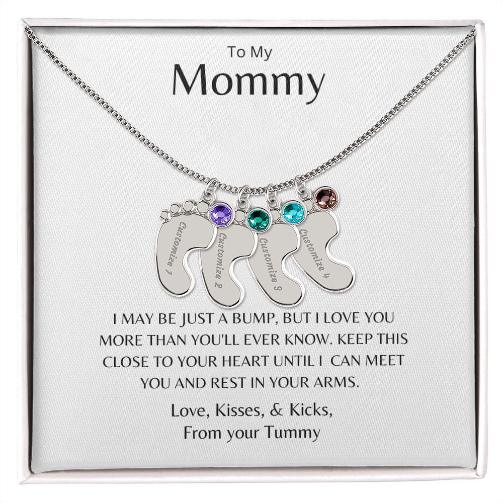 To my Mommy Baby Feet Personalized Necklace