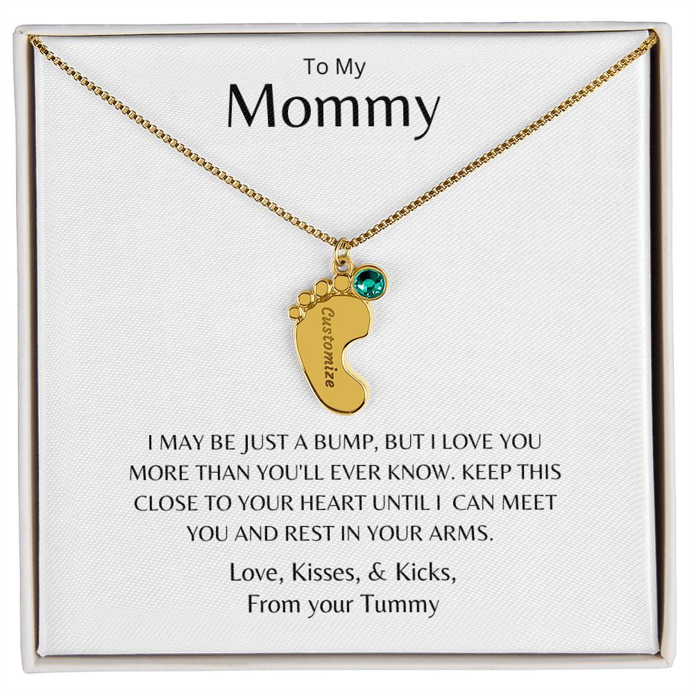 To my Mommy Baby Feet Personalized Necklace