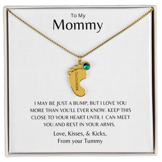 To my Mommy Baby Feet Personalized Necklace