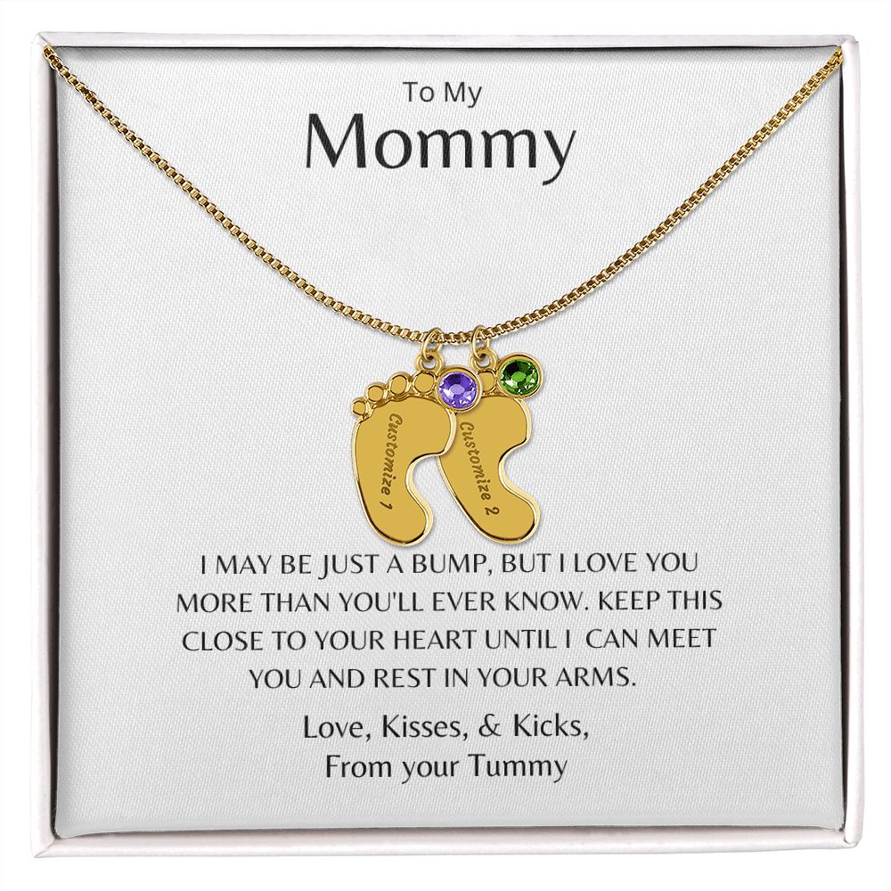 To my Mommy Baby Feet Personalized Necklace