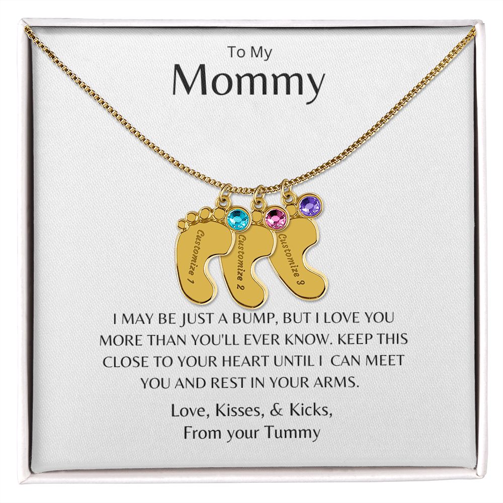 To my Mommy Baby Feet Personalized Necklace