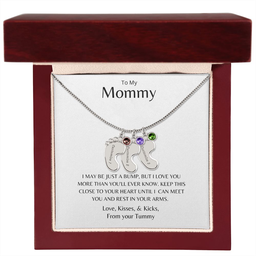 To my Mommy Baby Feet Personalized Necklace