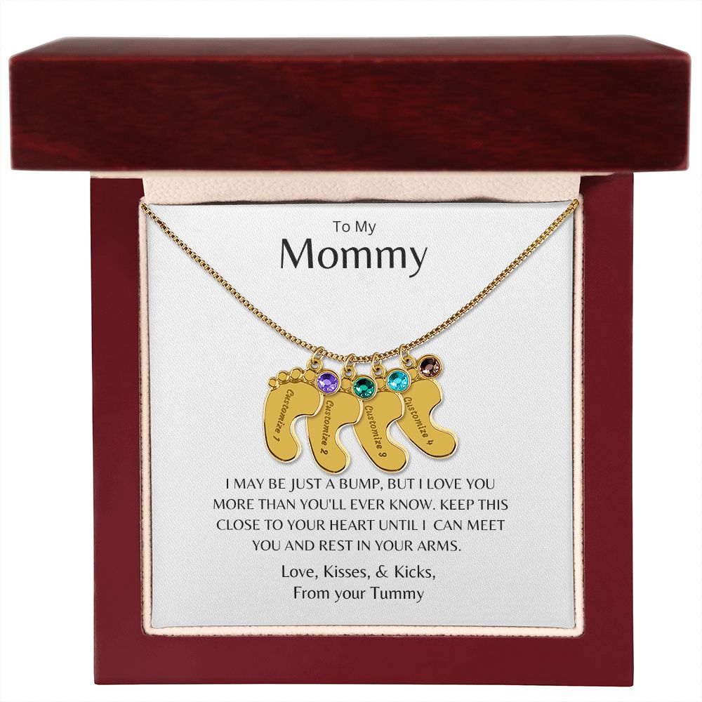 To my Mommy Baby Feet Personalized Necklace