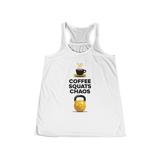 Coffee Squats Chaos Racerback Tank — Women's Fitness Coffee Workout Top