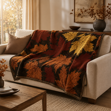 Autumn Leaves Woven Blanket