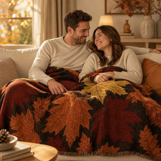 Autumn Leaves Woven Blanket