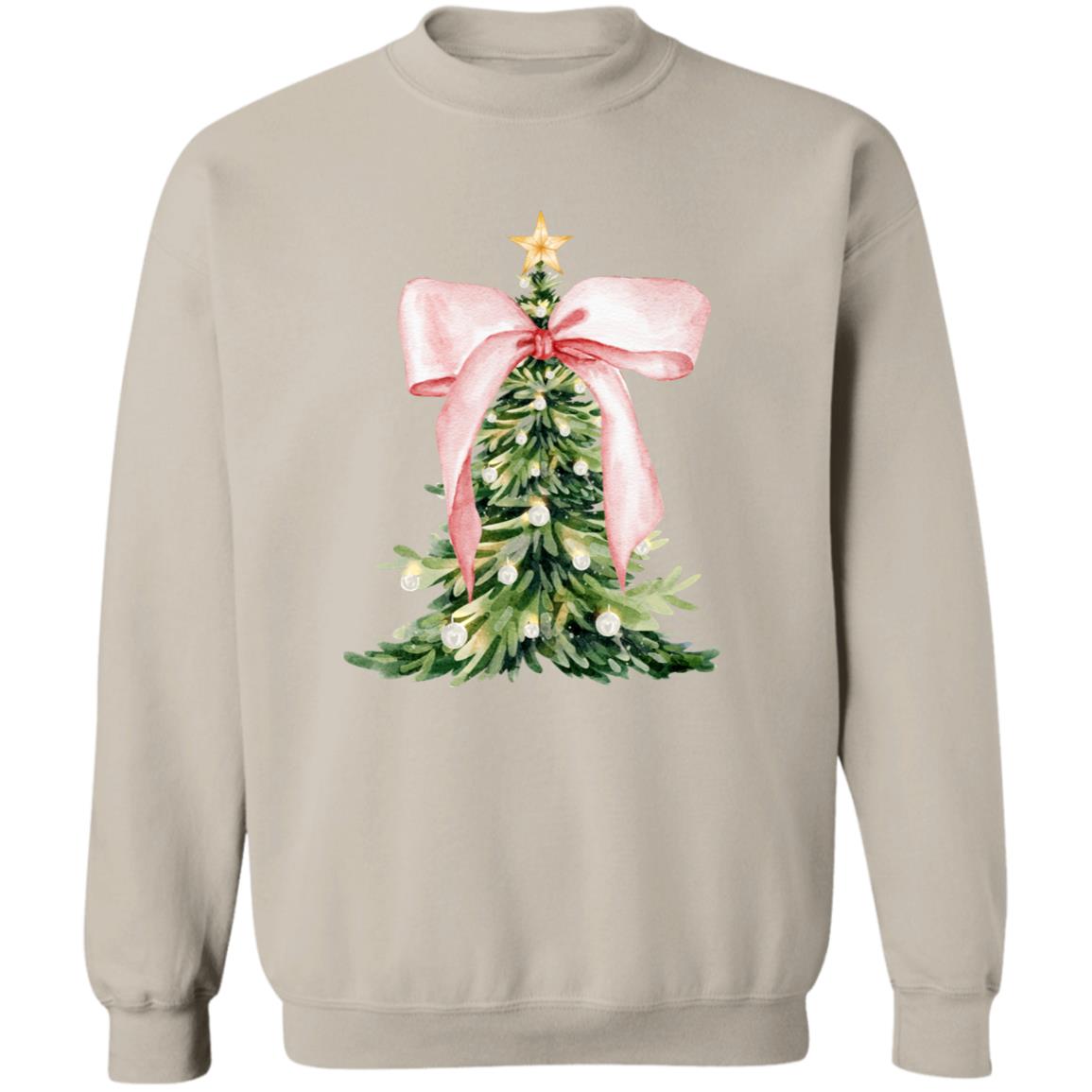 Pink Christmas Tree Bow T-Shirt and Sweatshirt