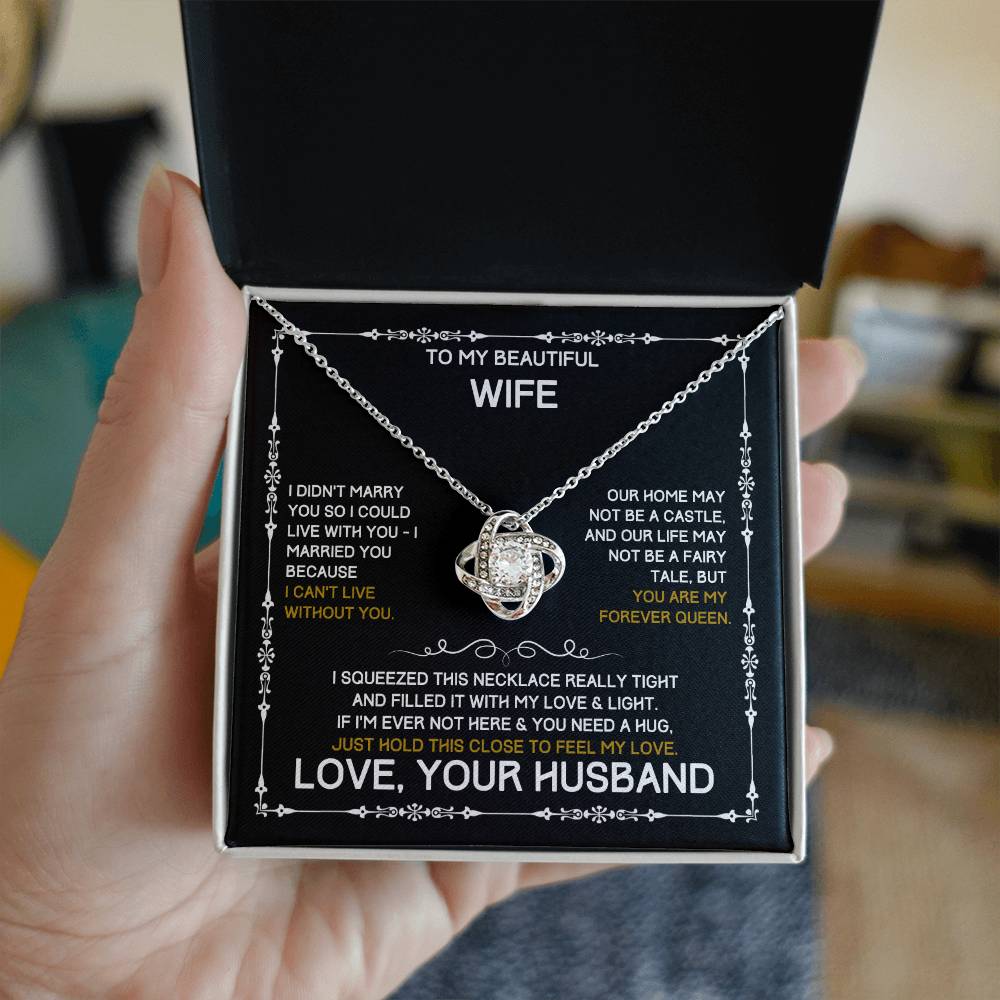 To My Beautiful Wife - Love Knot Necklace