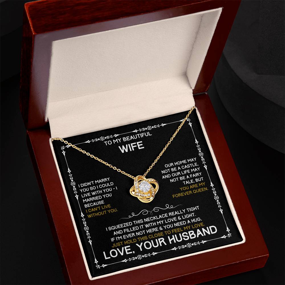 To My Beautiful Wife - Love Knot Necklace