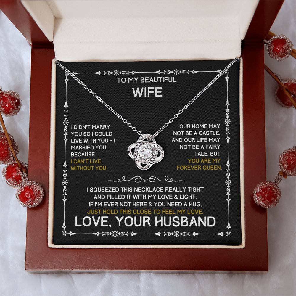 To My Beautiful Wife - Love Knot Necklace