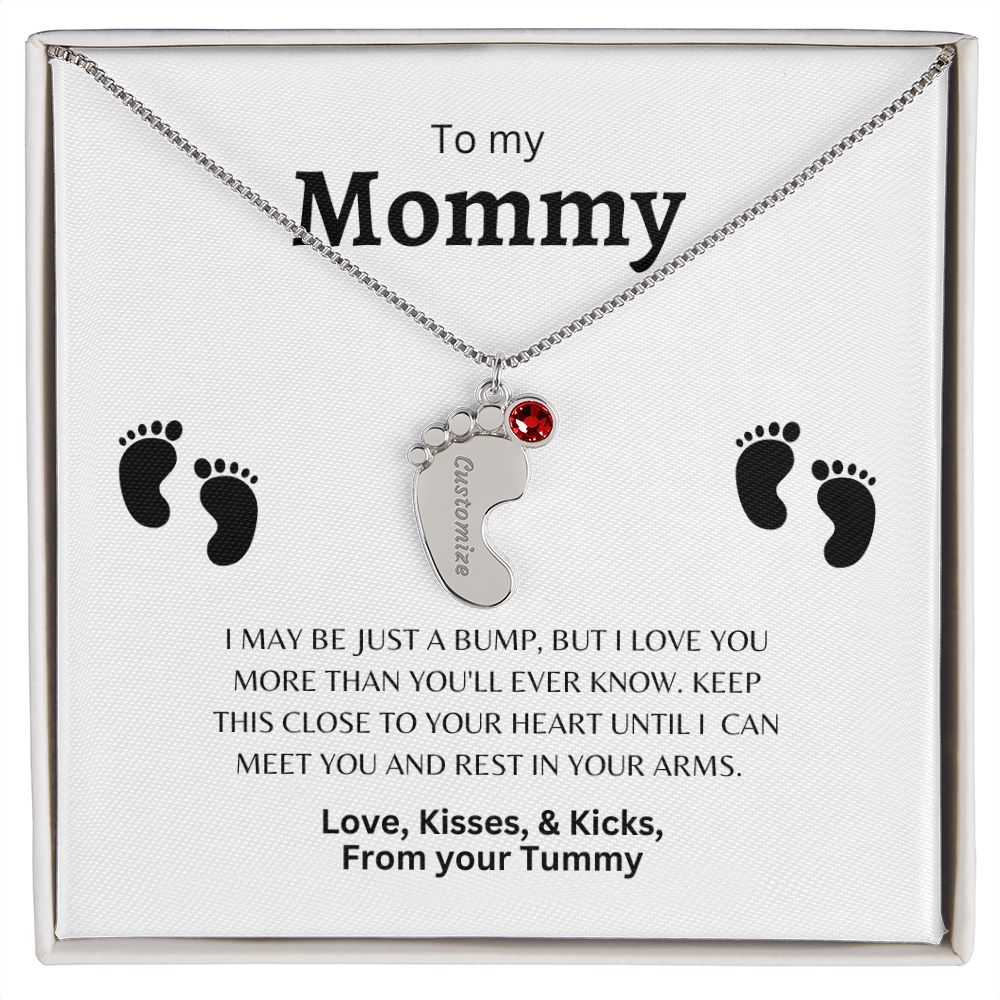 Custom Baby Feet Necklace with Birthstone