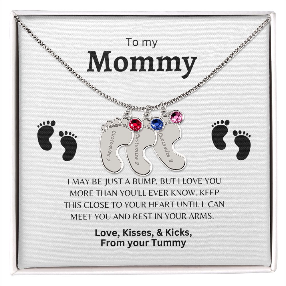 Custom Baby Feet Necklace with Birthstone