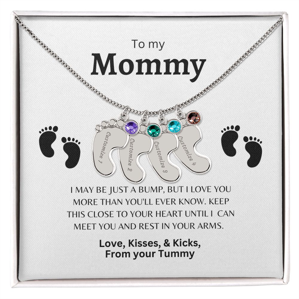 Custom Baby Feet Necklace with Birthstone