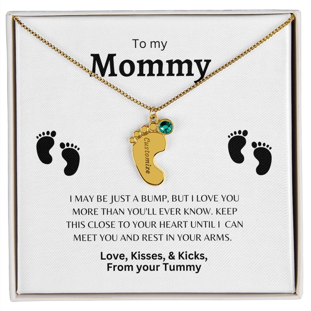 Custom Baby Feet Necklace with Birthstone