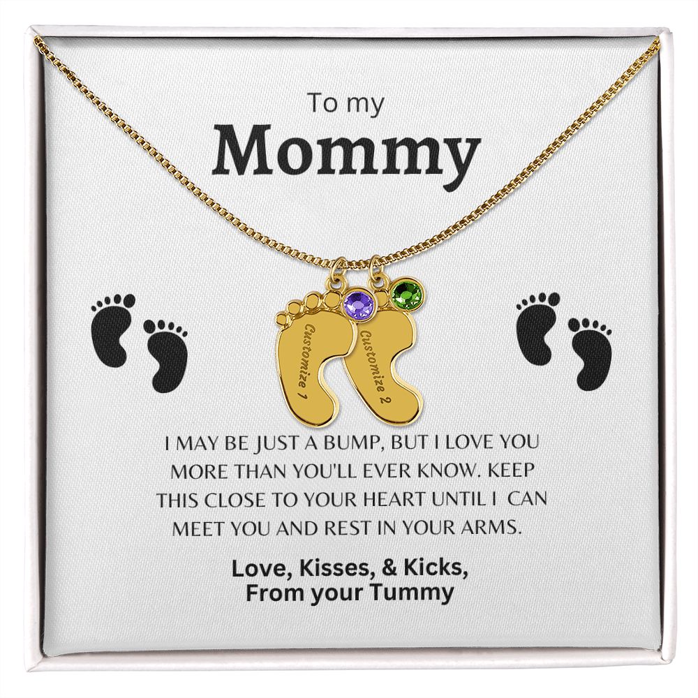 Custom Baby Feet Necklace with Birthstone