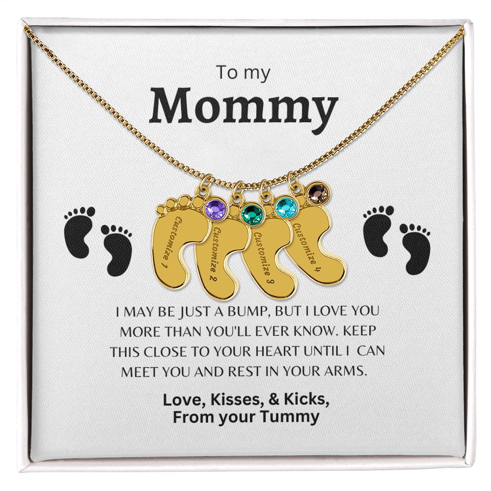 Custom Baby Feet Necklace with Birthstone