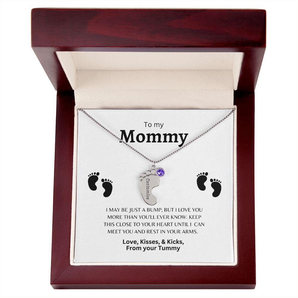 Custom Baby Feet Necklace with Birthstone