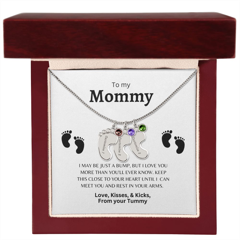 Custom Baby Feet Necklace with Birthstone