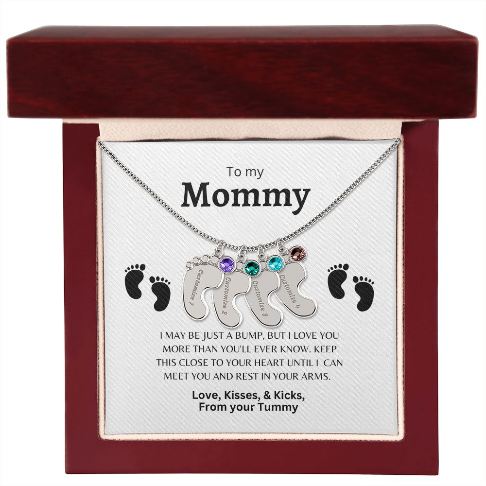 Custom Baby Feet Necklace with Birthstone