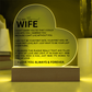 To My Wife Heart Plaque