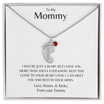 To my Mommy Baby Feet Personalized Necklace