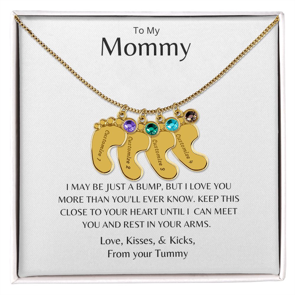 To my Mommy Baby Feet Personalized Necklace