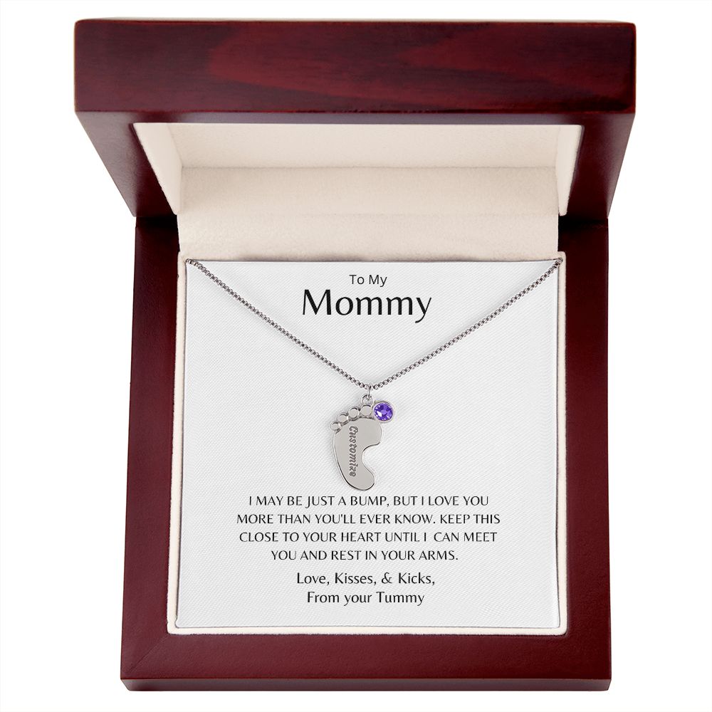 To my Mommy Baby Feet Personalized Necklace