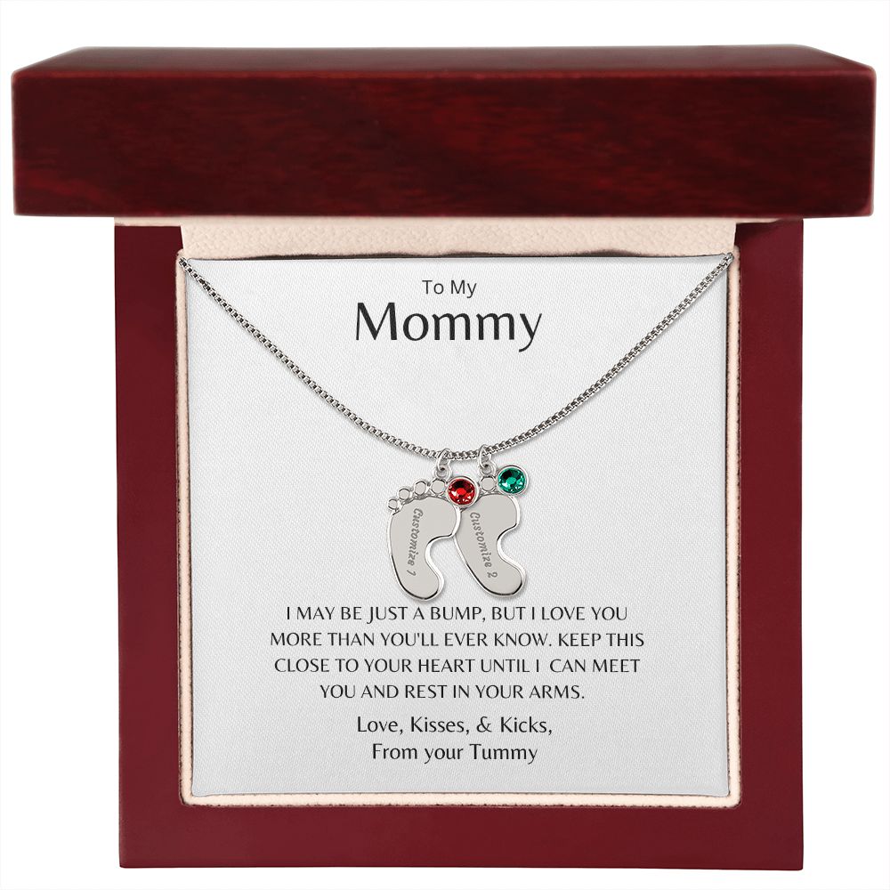 To my Mommy Baby Feet Personalized Necklace