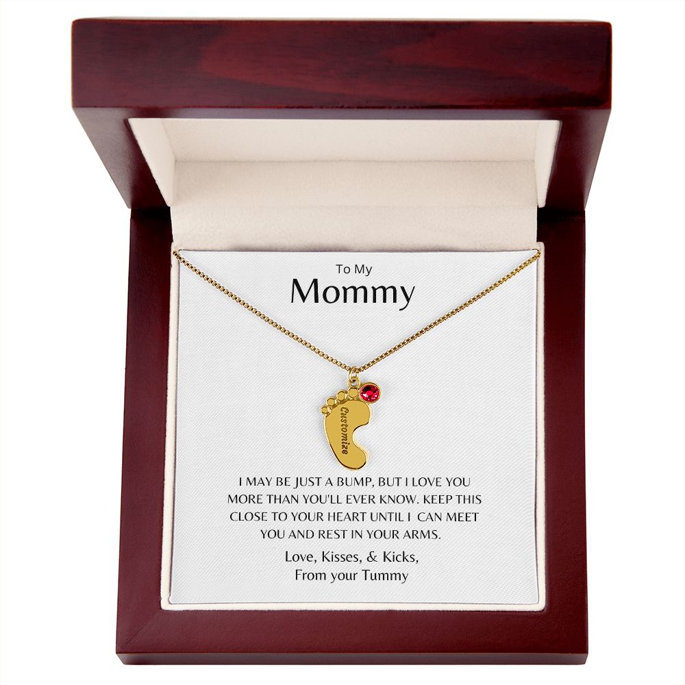 To my Mommy Baby Feet Personalized Necklace