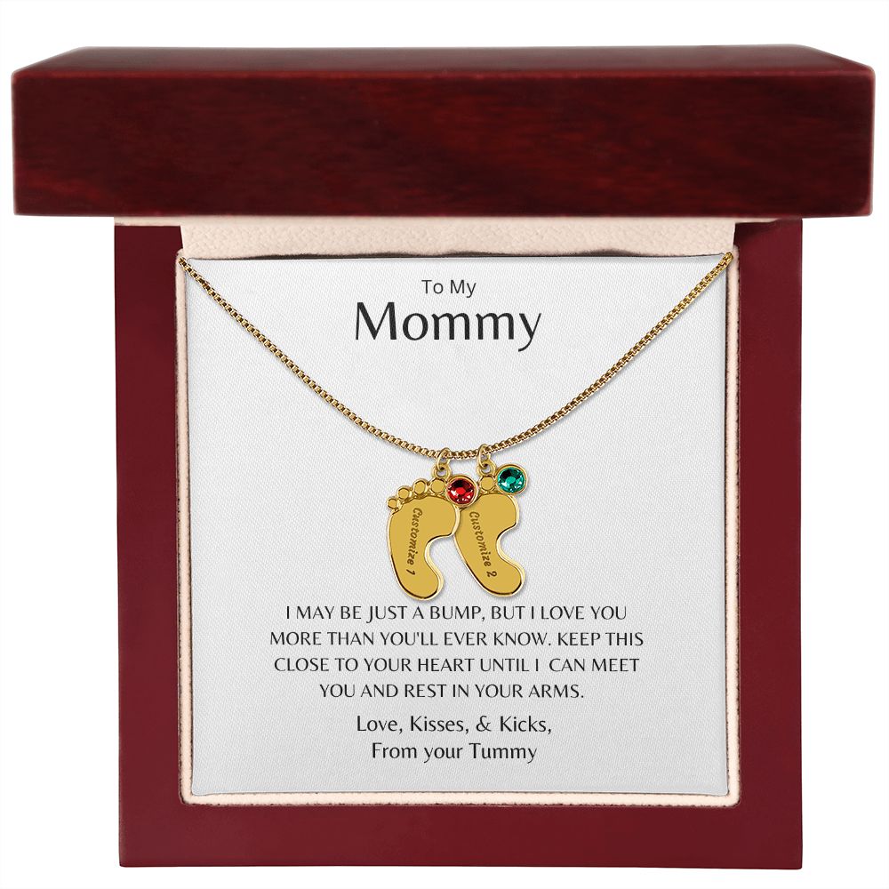 To my Mommy Baby Feet Personalized Necklace